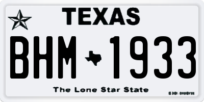 TX license plate BHM1933