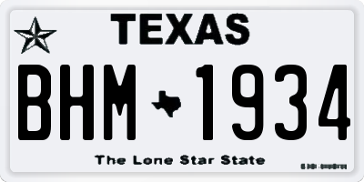 TX license plate BHM1934