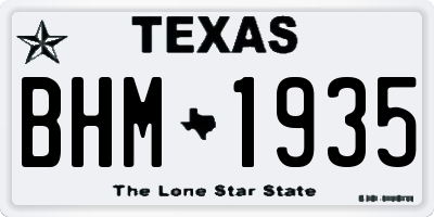 TX license plate BHM1935