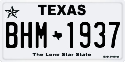 TX license plate BHM1937
