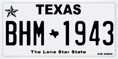 TX license plate BHM1943