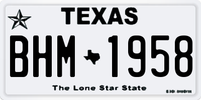 TX license plate BHM1958