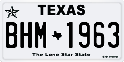 TX license plate BHM1963
