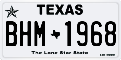 TX license plate BHM1968