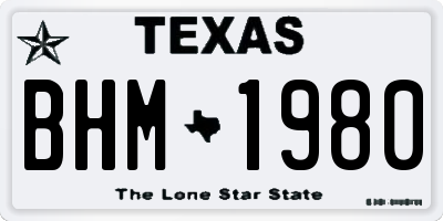 TX license plate BHM1980