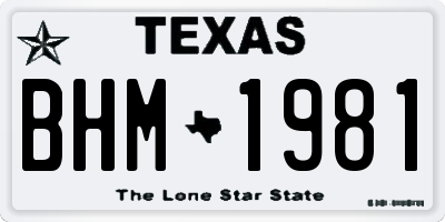 TX license plate BHM1981