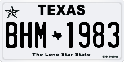 TX license plate BHM1983