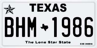 TX license plate BHM1986