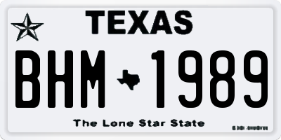 TX license plate BHM1989