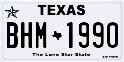 TX license plate BHM1990