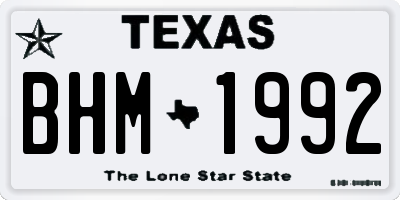 TX license plate BHM1992