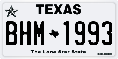 TX license plate BHM1993