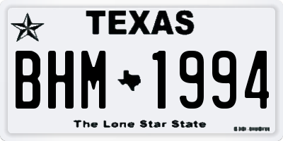 TX license plate BHM1994
