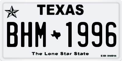 TX license plate BHM1996