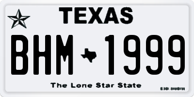 TX license plate BHM1999