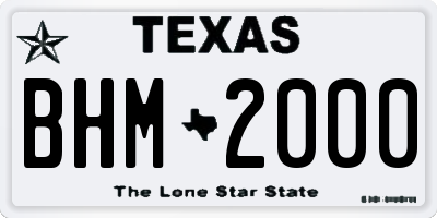 TX license plate BHM2000