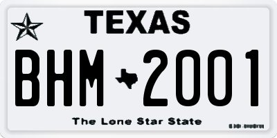 TX license plate BHM2001