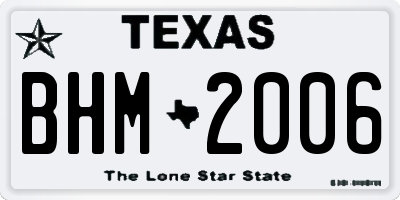 TX license plate BHM2006