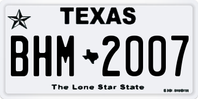 TX license plate BHM2007