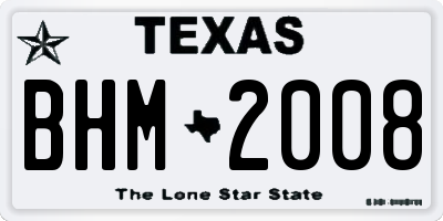 TX license plate BHM2008
