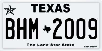 TX license plate BHM2009