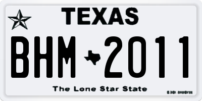 TX license plate BHM2011