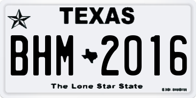 TX license plate BHM2016