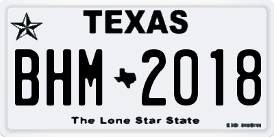 TX license plate BHM2018
