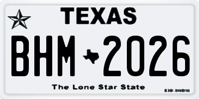 TX license plate BHM2026