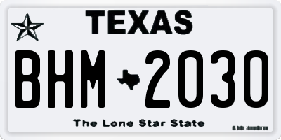 TX license plate BHM2030