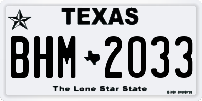 TX license plate BHM2033