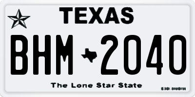TX license plate BHM2040