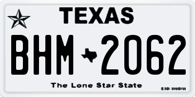 TX license plate BHM2062