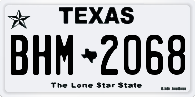 TX license plate BHM2068