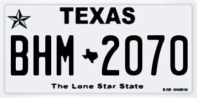 TX license plate BHM2070