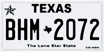 TX license plate BHM2072