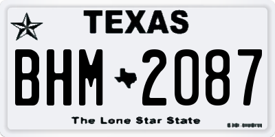TX license plate BHM2087