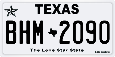 TX license plate BHM2090