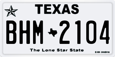 TX license plate BHM2104
