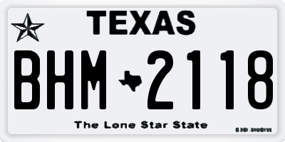 TX license plate BHM2118