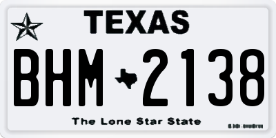TX license plate BHM2138