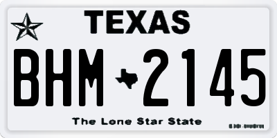 TX license plate BHM2145