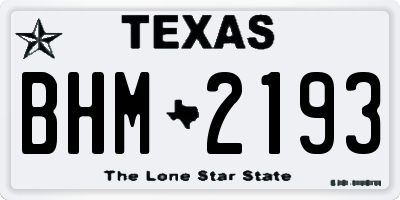 TX license plate BHM2193