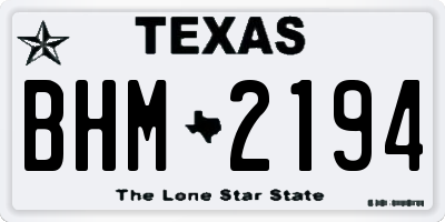 TX license plate BHM2194