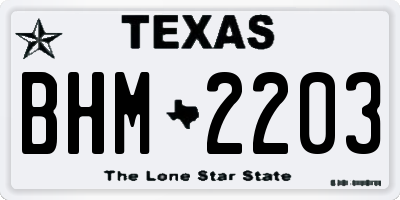 TX license plate BHM2203