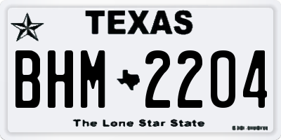 TX license plate BHM2204