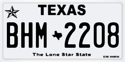 TX license plate BHM2208