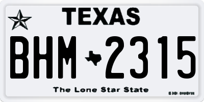 TX license plate BHM2315