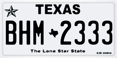 TX license plate BHM2333