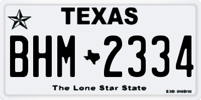 TX license plate BHM2334